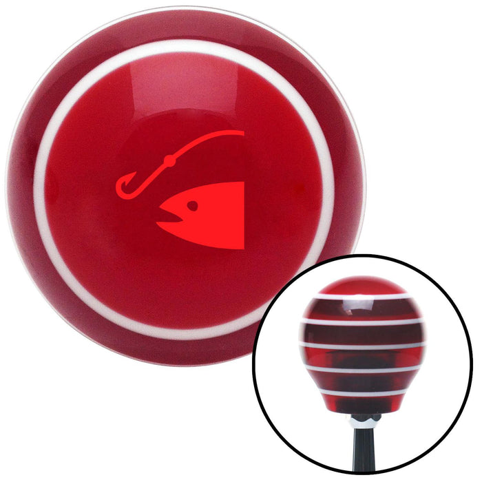 Red Fish  Hook Red Stripe Shift Knob with M16 x 15 Insert