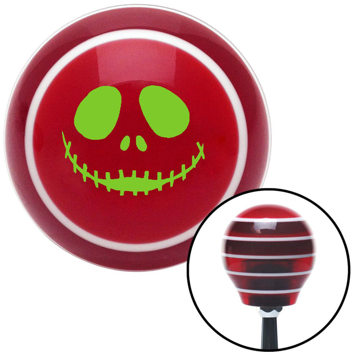 Green Skull Face Red Stripe Shift Knob with M16 x 15 Insert