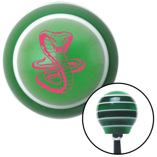 Pink Cobra Green Stripe Shift Knob with M16 x 15 Insert