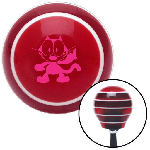 Pink Felix The Cat Middle Finger Red Stripe Shift Knob with M16 x 15 Insert