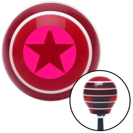 Pink Star in Circle Red Stripe Shift Knob with M16 x 15 Insert