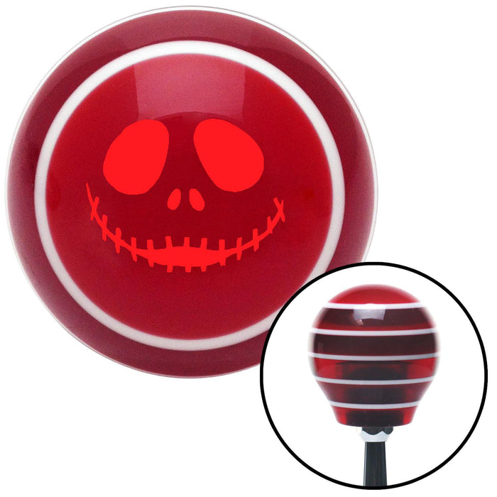 Red Skull Face Red Stripe Shift Knob with M16 x 15 Insert