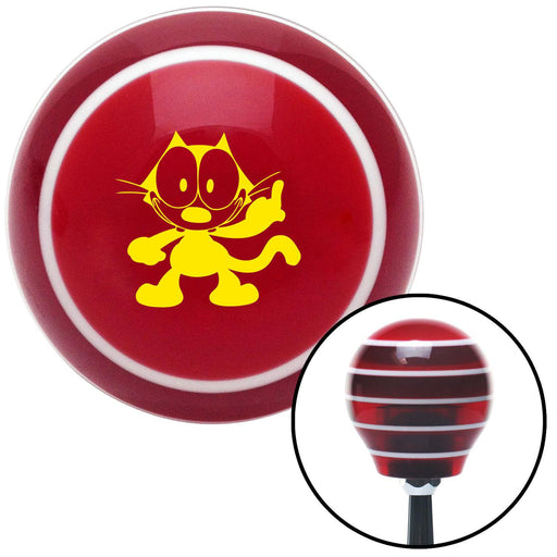 Yellow Felix The Cat Middle Finger Red Stripe Shift Knob with M16 x 15 Insert