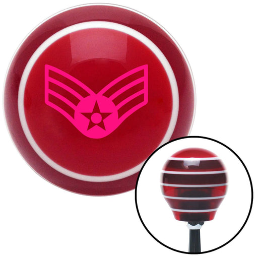 Pink Senior Airman Red Stripe Shift Knob with M16 x 15 Insert