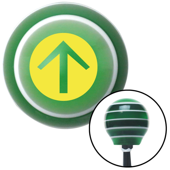 Yellow Circle Directional Arrow Up Green Stripe Shift Knob with M16 x 15 Insert