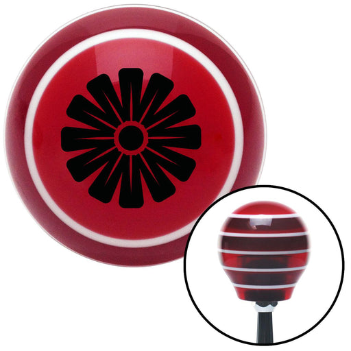 Black Flower  Mum Red Stripe Shift Knob with M16 x 15 Insert