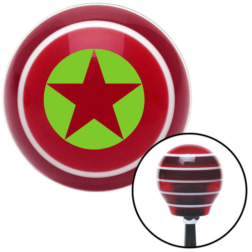 Green Star in Circle Red Stripe Shift Knob with M16 x 15 Insert