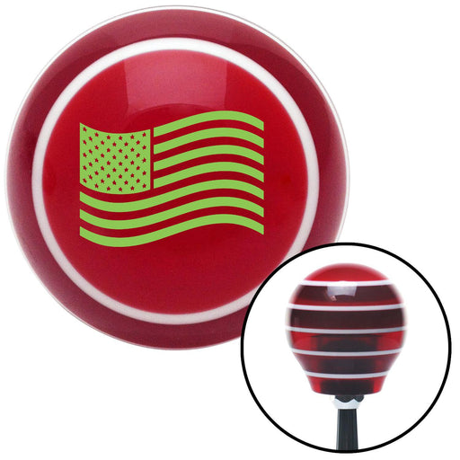 Green US Flag Red Stripe Shift Knob with M16 x 15 Insert