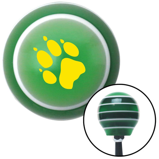 Yellow Paw Print Green Stripe Shift Knob with M16 x 15 Insert