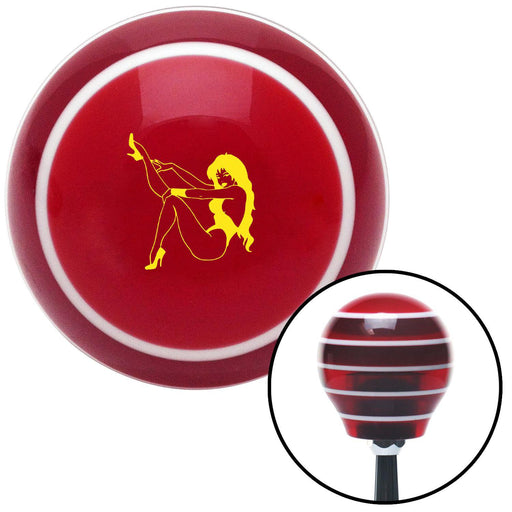 Yellow Sexy Girl Detailed Silhouette Red Stripe Shift Knob with M16 x 15 Insert