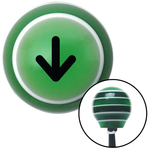 Black Solid Directional Arrow Down Green Stripe Shift Knob with M16 x 15 Insert