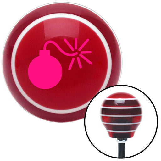 Pink Bomb Red Stripe Shift Knob with M16 x 15 Insert