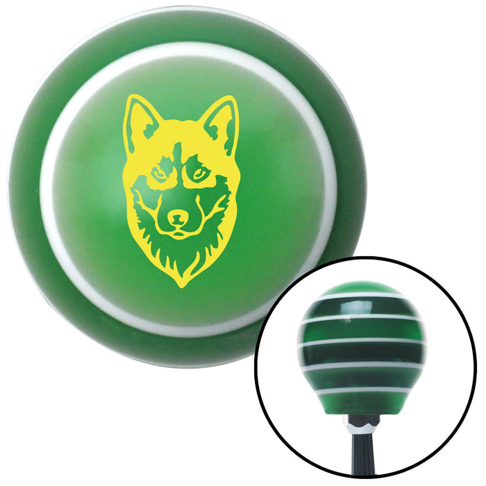 Yellow Husky Green Stripe Shift Knob with M16 x 15 Insert