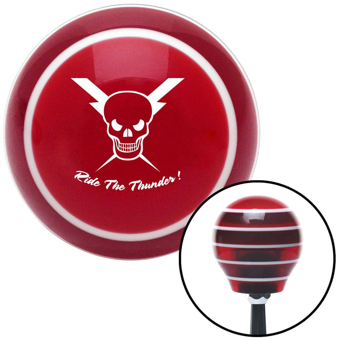 White Skull 6 Red Stripe Shift Knob with M16 x 15 Insert