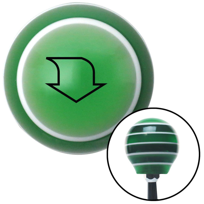 Black Fat Arrow Down Green Stripe Shift Knob with M16 x 15 Insert