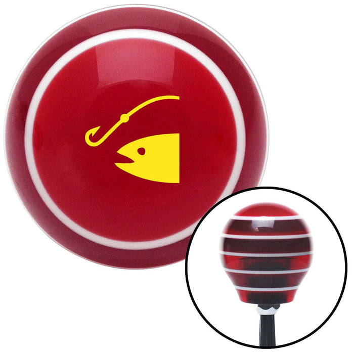 Yellow Fish and a Hook Red Stripe Shift Knob with M16 x 15 Insert