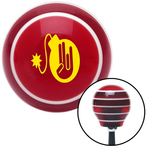 Yellow JDM Hand Bomb Red Stripe Shift Knob with M16 x 15 Insert