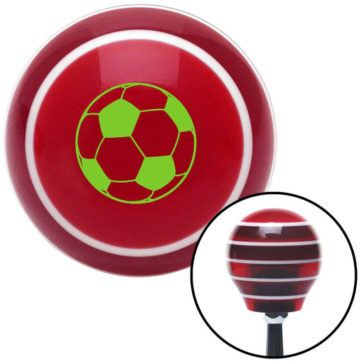 Green Soccer Ball Red Stripe Shift Knob with M16 x 15 Insert