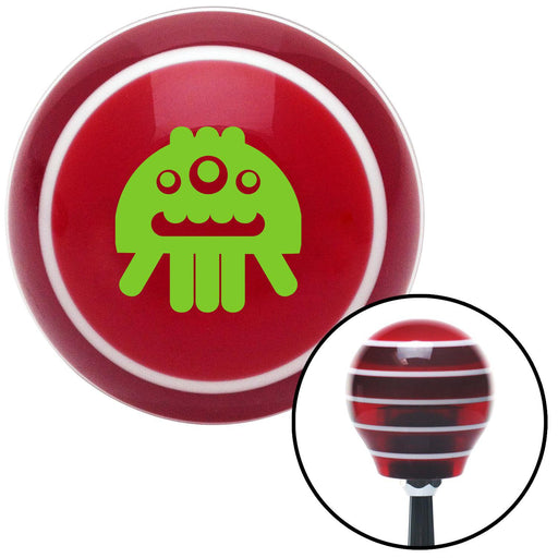 Green Funny 3 Eyed Alien Red Stripe Shift Knob with M16 x 15 Insert