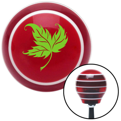 Green Falling Leaf Red Stripe Shift Knob with M16 x 15 Insert