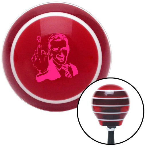 Pink Middle Finger Red Stripe Shift Knob with M16 x 15 Insert