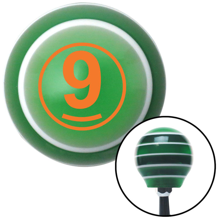 Orange Ball 9 Green Stripe Shift Knob with M16 x 15 Insert