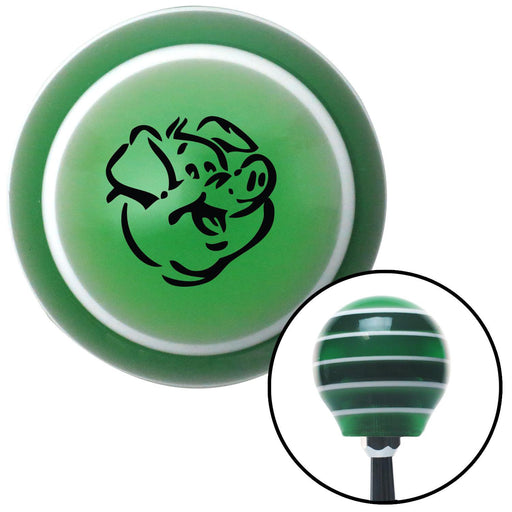 Black Pig Green Stripe Shift Knob with M16 x 15 Insert