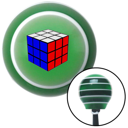 Rubiks Cube Green Stripe Shift Knob with M16 x 15 Insert