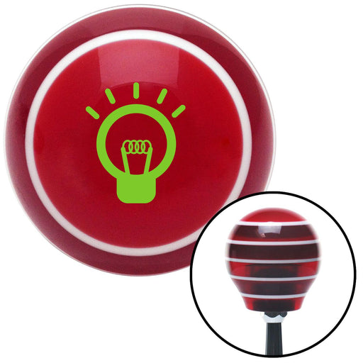 Green Light Bulb On Red Stripe Shift Knob with M16 x 15 Insert