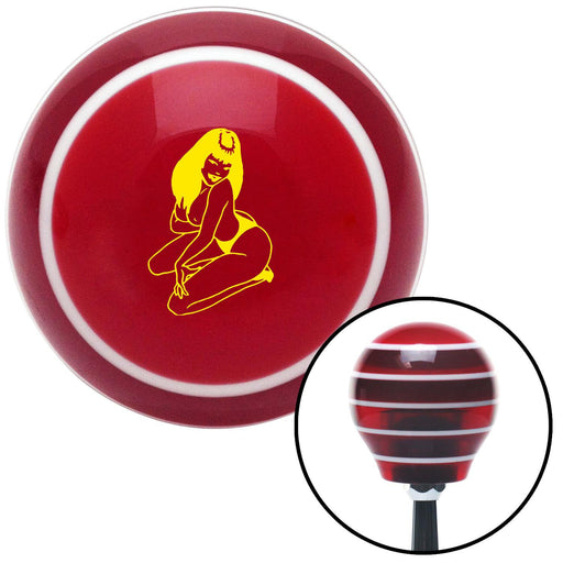 Yellow Sexy Girl Red Stripe Shift Knob with M16 x 15 Insert