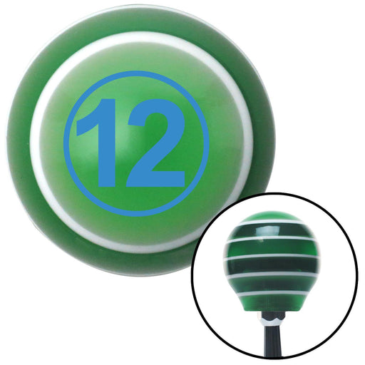 Blue Ball 12 Green Stripe Shift Knob with M16 x 15 Insert