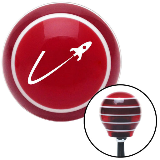 White Rocketship Flying Red Stripe Shift Knob with M16 x 15 Insert