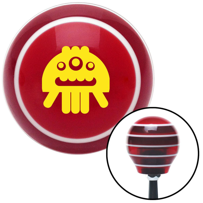 Yellow Funny 3 Eyed Alien Red Stripe Shift Knob with M16 x 15 Insert