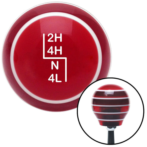 White Shift Pattern 36n Red Stripe Shift Knob with M16 x 15 Insert