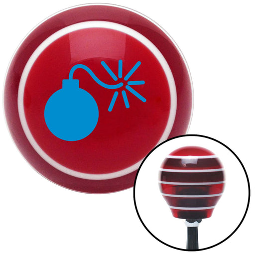 Blue Bomb w Fuse Lit Red Stripe Shift Knob with M16 x 15 Insert