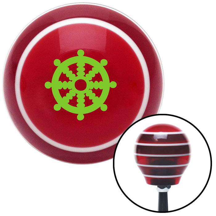 Green Wheel of Dharma Red Stripe Shift Knob with M16 x 15 Insert