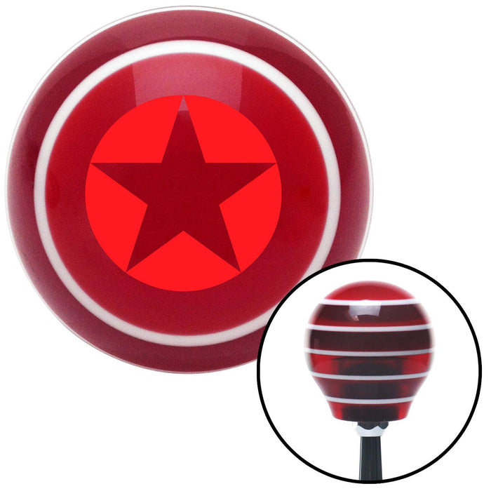 Red Star in Circle Red Stripe Shift Knob with M16 x 15 Insert