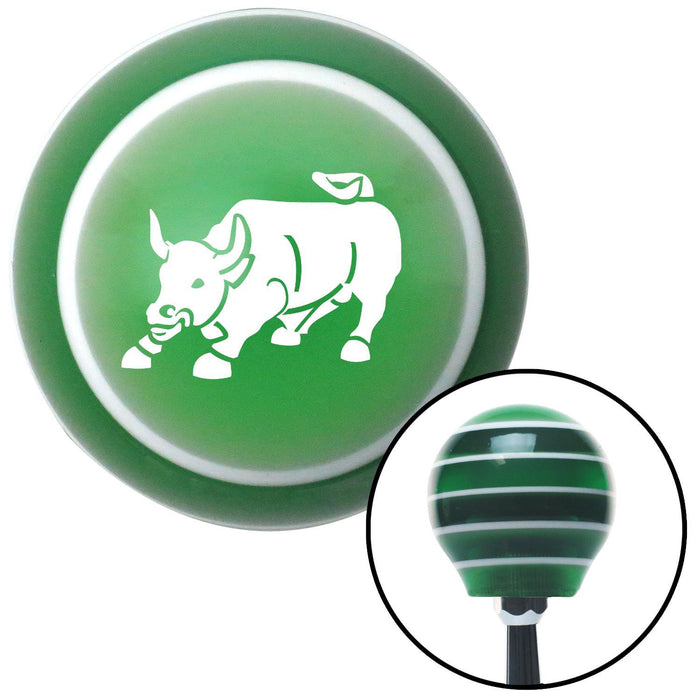 White Bull Green Stripe Shift Knob with M16 x 15 Insert