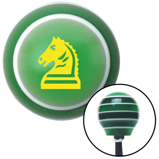 Yellow Knight Horse Green Stripe Shift Knob with M16 x 15 Insert