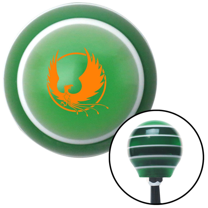 Orange Phoenix Green Stripe Shift Knob with M16 x 15 Insert