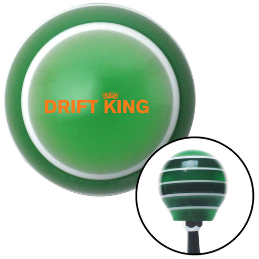 Orange Drift King Green Stripe Shift Knob with M16 x 15 Insert