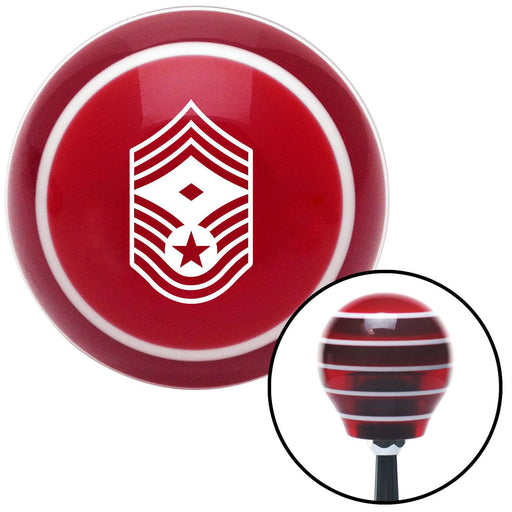 White Chief Master Sergeant First Sergeant Red Stripe Shift Knob with M16 x 15 Insert