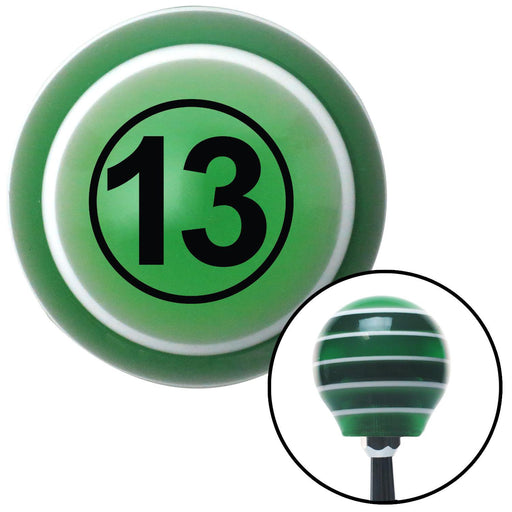 Black Ball 13 Green Stripe Shift Knob with M16 x 15 Insert