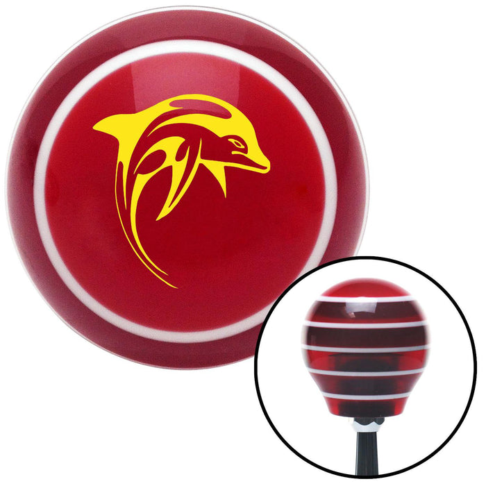 Yellow Marine Dolphin 2 Red Stripe Shift Knob with M16 x 15 Insert