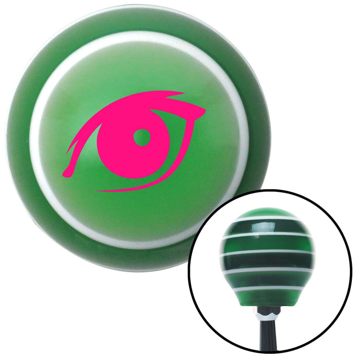 Pink One Eye Green Stripe Shift Knob with M16 x 15 Insert