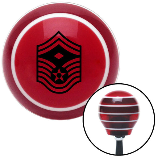 Black Senior Master Sergeant First Sergeant Red Stripe Shift Knob with M16 x 15 Insert