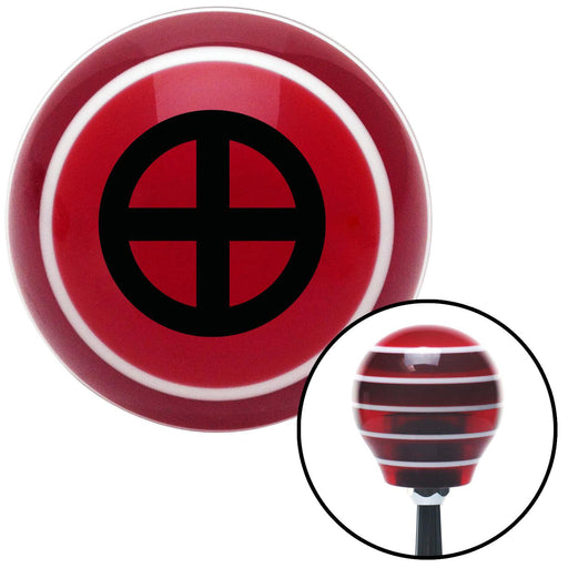 Black Sun Cross Red Stripe Shift Knob with M16 x 15 Insert