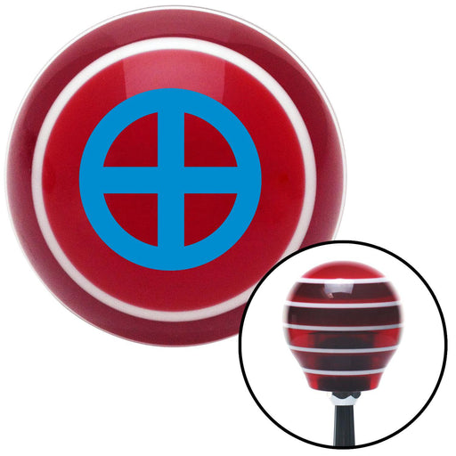 Blue Sun Cross Red Stripe Shift Knob with M16 x 15 Insert