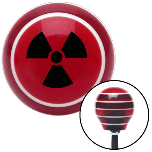 Black Nuclear Hazard Symbol Red Stripe Shift Knob with M16 x 15 Insert