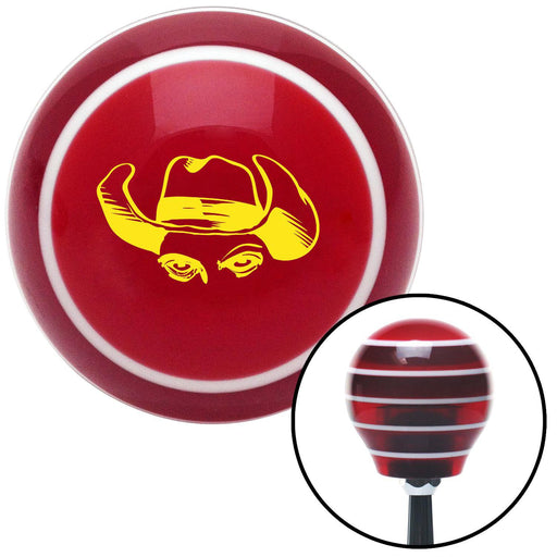 Yellow Cowboy Eyes Red Stripe Shift Knob with M16 x 15 Insert